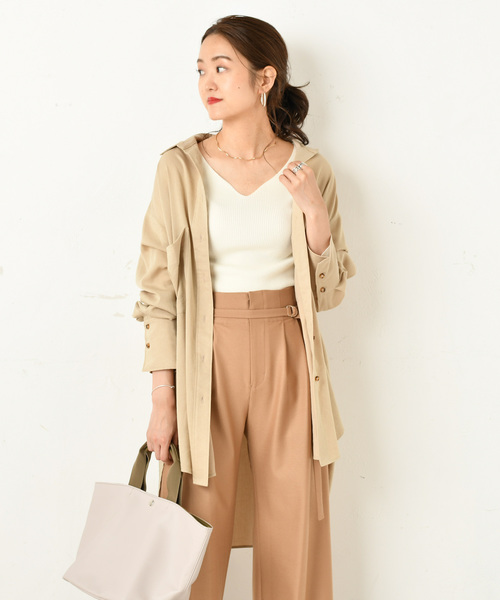 DouDou（ドゥドゥ）の「バックロングシャツ（シャツ/ブラウス・レディース・ベージュ/ブルー/ピンクベージュ・FREE）」の2枚目の写真