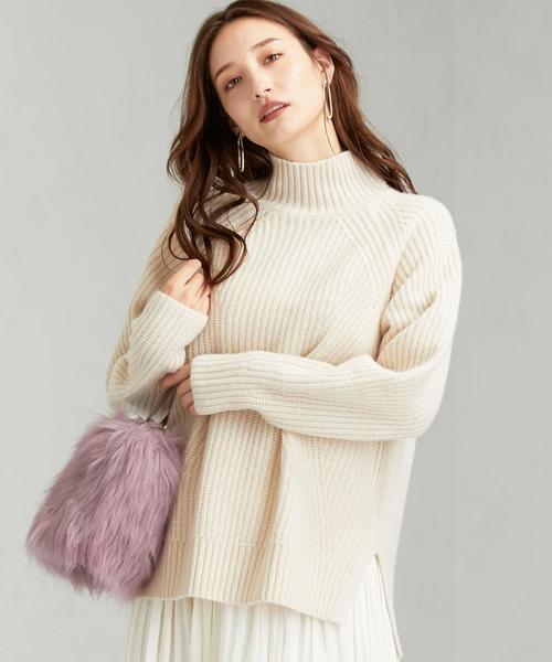 green label relaxing（グリーンレーベルリラクシング）の「[ ハミルトン ] HAMILTON SC カタアゼ ハイネック ニット（ニット/セーター・レディース・ナチュラル/ブラック/レッド/モカ/ライトグレー/ターコイズブルー・FREE）」の4枚目の写真