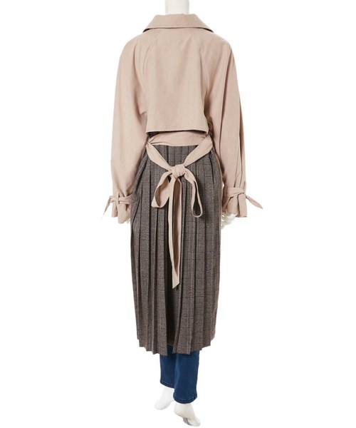 fifth（フィフス）の「バックチェックプリーツロングトレンチコート（トレンチコート・レディース・ブラック/ベージュ・MEDIUM）」の6枚目の写真