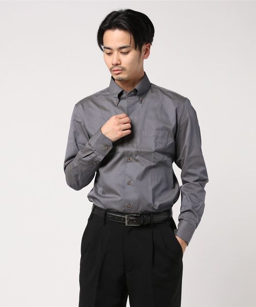 小紋柄ボタンダウンシャツ コットン100 ビジネスシャツ Crowded Crowded Closet クラウデッドクローゼット のファッション ビジネスシャツ トップス セール