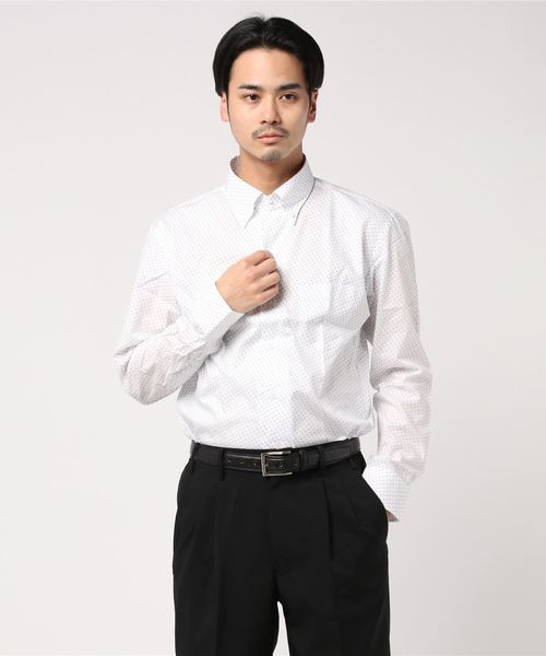 小紋柄ボタンダウンシャツ コットン100 ビジネスシャツ Crowded Crowded Closet クラウデッドクローゼット のファッション ビジネスシャツ トップス セール