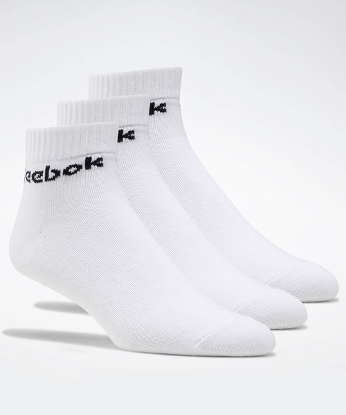 Reebok(リーボック)の「アクティブ コア アンクル ソックス 3足組 / Active Core Ankle Socks 3 Pairs(ソックス/靴下・メンズ・ブラック/ホワイト×ブラック/ホワイト・SMALL/LARGE/MEDIUM/X-LARGE)」の1枚目の写真