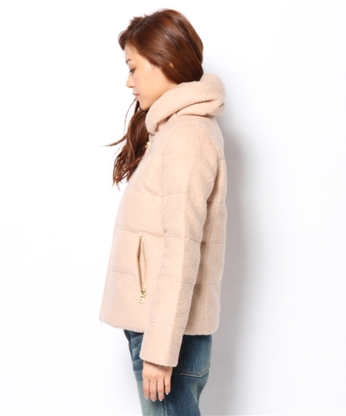 Ray BEAMS（レイビームス）の「◎Ray BEAMS / ブークレ ショールカラー ダウン（ダウンジャケット/コート・レディース・ライトグレー/ベージュ・0/1）」の12枚目の写真