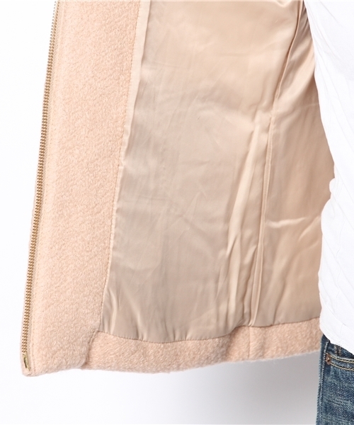 Ray BEAMS（レイビームス）の「◎Ray BEAMS / ブークレ ショールカラー ダウン（ダウンジャケット/コート・レディース・ライトグレー/ベージュ・0/1）」の9枚目の写真