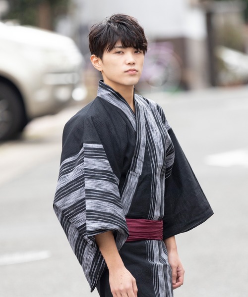 KYOETSU（キョウエツ）の「切替浴衣4点セット（浴衣・メンズ・ホワイト系その他/ブラック系その他/グレー系その他/ブルー系その他/ホワイト系その他2/ブラック系その他2/グレー系その他2/ブルー系その他2/ブルー系その他3/ブルー系その他4・LL/3L/M/L）」の4枚目の写真