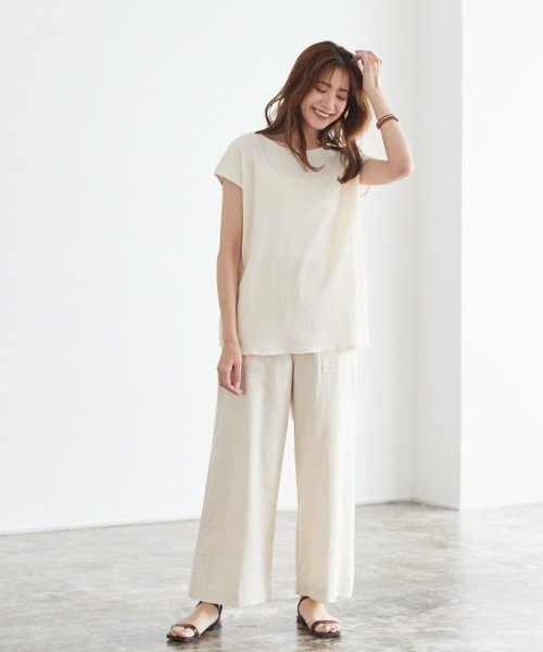 Pierrot(ピエロ)の「2wayワッフルTシャツ(Tシャツ/カットソー・レディース・ベージュ/アイボリー/ミント・M/L)」の15枚目の写真