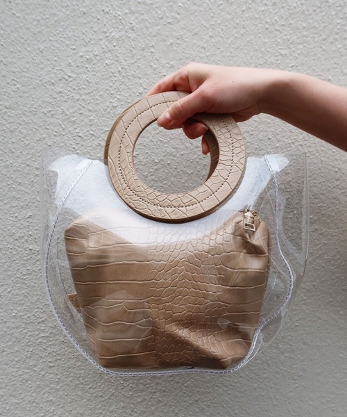 Riberry（リベリー）の「ポーチ付きクリアバック（ハンドバッグ・レディース・キャメル/ベージュ/ブラック/ホワイト・FREE）」の8枚目の写真