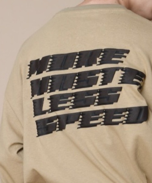 SUPERTHANKS(スーパーサンクス)の「「MORE HASTE LESS SPEED」バックプリントBICロングTシャツ(Tシャツ/カットソー・メンズ・ブラック×イエロー/ベージュ/ホワイト×グリーン/ブラック×ブラック・SMALL/LARGE/MEDIUM)」の4枚目の写真