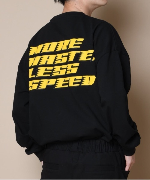 SUPERTHANKS(スーパーサンクス)の「「MORE HASTE LESS SPEED」バックプリントBICロングTシャツ(Tシャツ/カットソー・メンズ・ブラック×イエロー/ベージュ/ホワイト×グリーン/ブラック×ブラック・SMALL/LARGE/MEDIUM)」の9枚目の写真