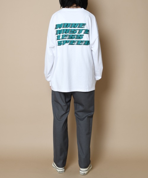 SUPERTHANKS(スーパーサンクス)の「「MORE HASTE LESS SPEED」バックプリントBICロングTシャツ(Tシャツ/カットソー・メンズ・ブラック×イエロー/ベージュ/ホワイト×グリーン/ブラック×ブラック・SMALL/LARGE/MEDIUM)」の13枚目の写真