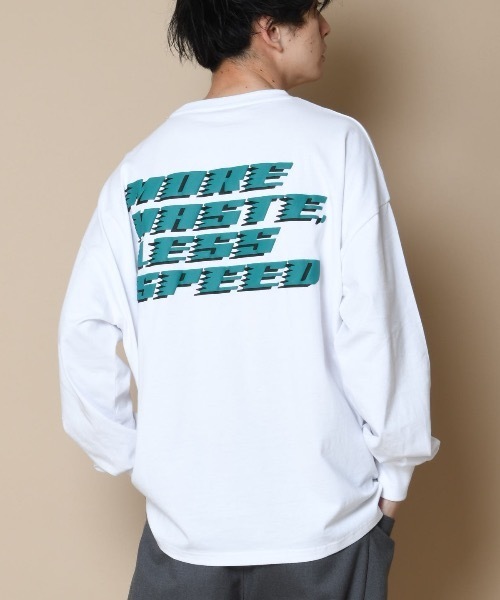 SUPERTHANKS(スーパーサンクス)の「「MORE HASTE LESS SPEED」バックプリントBICロングTシャツ(Tシャツ/カットソー・メンズ・ブラック×イエロー/ベージュ/ホワイト×グリーン/ブラック×ブラック・SMALL/LARGE/MEDIUM)」の14枚目の写真