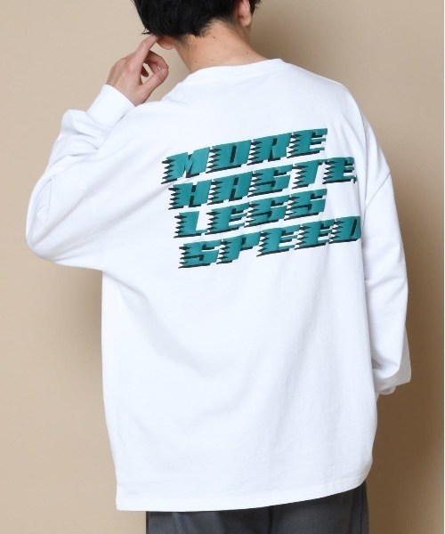 SUPERTHANKS(スーパーサンクス)の「「MORE HASTE LESS SPEED」バックプリントBICロングTシャツ(Tシャツ/カットソー・メンズ・ブラック×イエロー/ベージュ/ホワイト×グリーン/ブラック×ブラック・SMALL/LARGE/MEDIUM)」の15枚目の写真