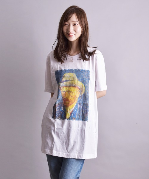 TONE SELECT WEAR（トーンセレクトウェア）の「【Vincent van GOGH】SELF PORTRAIT BY VINCENT VAN GOGH TEE (UN)（Tシャツ/カットソー・レディース・ホワイト/ブラック・MEDIUM/LARGE/X-LARGE）」の6枚目の写真