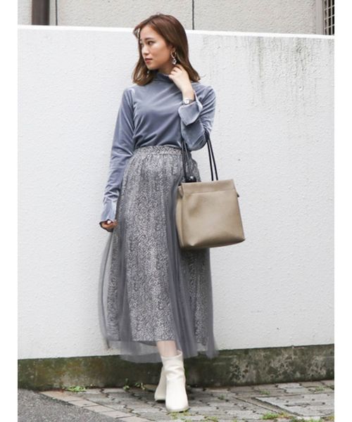 dazzlin（ダズリン）の「レオパードチュールスカート（スカート・レディース・ブラウン/グレー・FREE）」の8枚目の写真