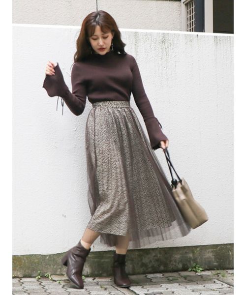 dazzlin（ダズリン）の「レオパードチュールスカート（スカート・レディース・ブラウン/グレー・FREE）」の10枚目の写真