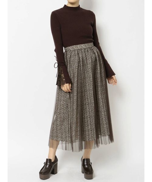 dazzlin（ダズリン）の「レオパードチュールスカート（スカート・レディース・ブラウン/グレー・FREE）」の5枚目の写真