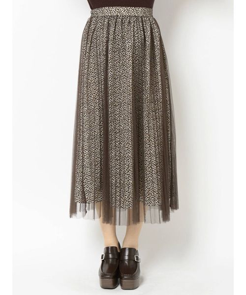 dazzlin（ダズリン）の「レオパードチュールスカート（スカート・レディース・ブラウン/グレー・FREE）」の3枚目の写真