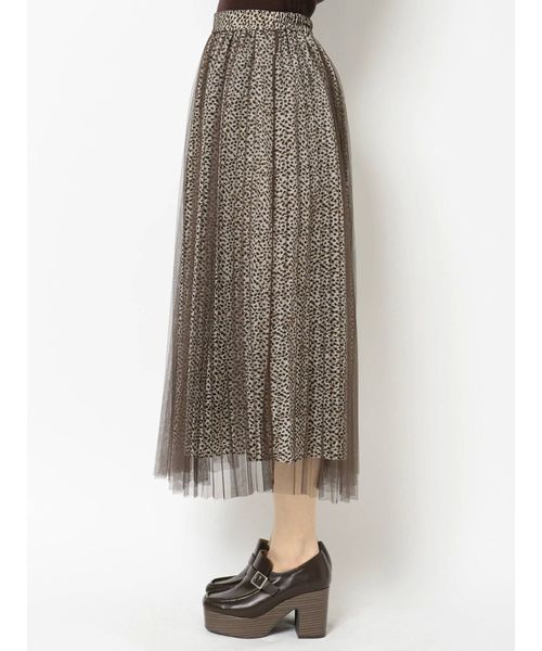 dazzlin（ダズリン）の「レオパードチュールスカート（スカート・レディース・ブラウン/グレー・FREE）」の4枚目の写真