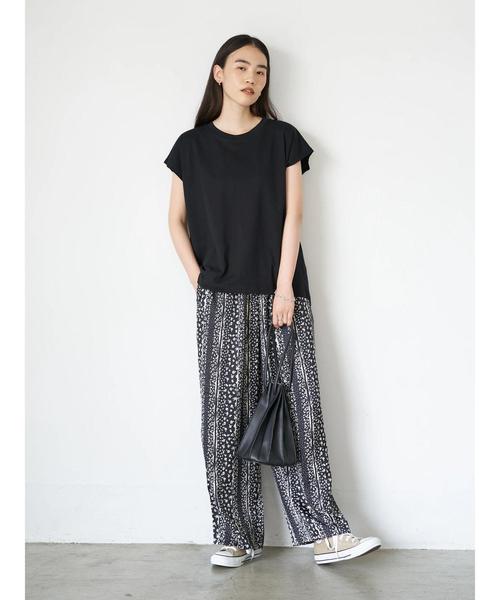 AMERICAN HOLIC(アメリカンホリック)の「フレンチスリーブ裾ラウンドカットプルオーバー *(Tシャツ/カットソー・レディース・アイボリー/ブラック/ブルーグリーン/キャメル・M/L)」の21枚目の写真