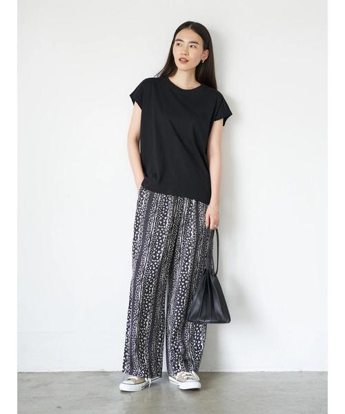 AMERICAN HOLIC(アメリカンホリック)の「フレンチスリーブ裾ラウンドカットプルオーバー *(Tシャツ/カットソー・レディース・アイボリー/ブラック/ブルーグリーン/キャメル・M/L)」の20枚目の写真