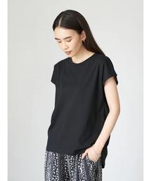 フレンチスリーブ裾ラウンドカットプルオーバー *