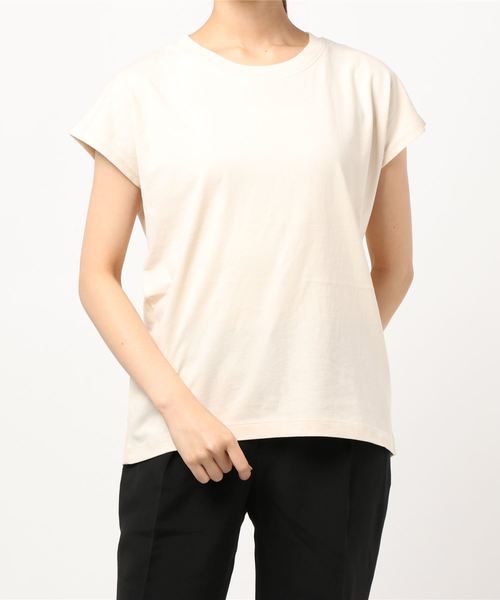 AMERICAN HOLIC(アメリカンホリック)の「フレンチスリーブ裾ラウンドカットプルオーバー *(Tシャツ/カットソー・レディース・アイボリー/ブラック/ブルーグリーン/キャメル・M/L)」の8枚目の写真