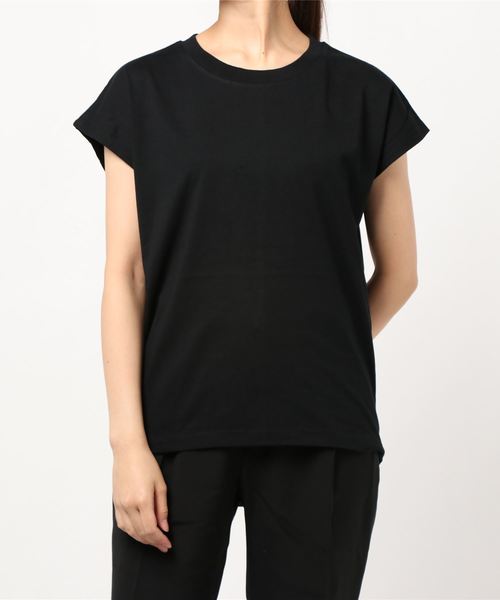 AMERICAN HOLIC(アメリカンホリック)の「フレンチスリーブ裾ラウンドカットプルオーバー *(Tシャツ/カットソー・レディース・アイボリー/ブラック/ブルーグリーン/キャメル・M/L)」の7枚目の写真