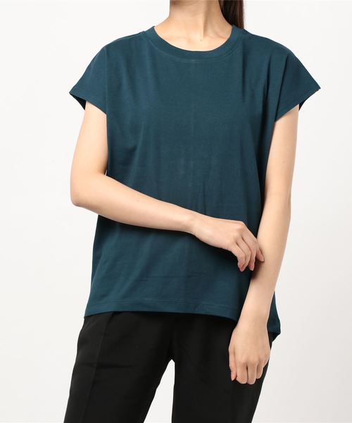 AMERICAN HOLIC(アメリカンホリック)の「フレンチスリーブ裾ラウンドカットプルオーバー *(Tシャツ/カットソー・レディース・アイボリー/ブラック/ブルーグリーン/キャメル・M/L)」の5枚目の写真