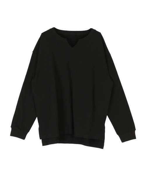 titivate(ティティベイト)の「キーネックカットソープルオーバー(Tシャツ/カットソー・レディース・ブラック/ベージュ/オフホワイト/ライトブラウン/モカ・FREE)」の2枚目の写真