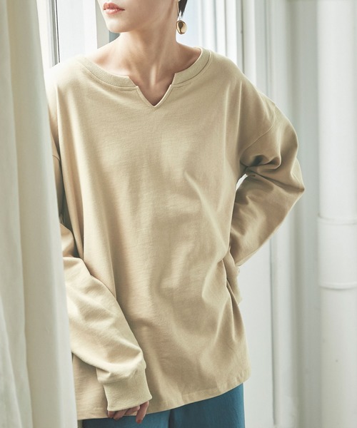 titivate(ティティベイト)の「キーネックカットソープルオーバー(Tシャツ/カットソー・レディース・ブラック/ベージュ/オフホワイト/ライトブラウン/モカ・FREE)」の7枚目の写真
