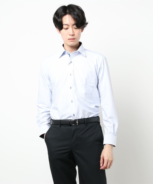 JUNRED（ジュンレッド）の「トリコットニットダイヤ柄ドレスシャツ（シャツ/ブラウス・メンズ・サックスブルー・LL/M/L）」の11枚目の写真