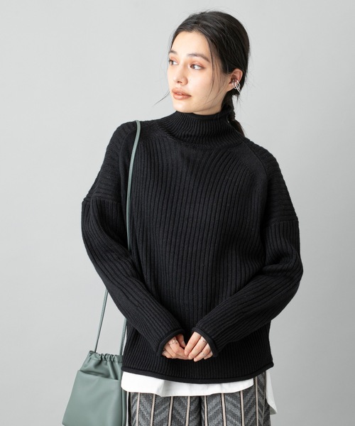 prose verse(プロズヴェール)の「《WEB限定》タートルネックニット ショートニット ロールネックニット チャンキーニット(ニット/セーター・レディース・ブラック/ブラウン/オフホワイト/キャメル・フリ-)」の18枚目の写真