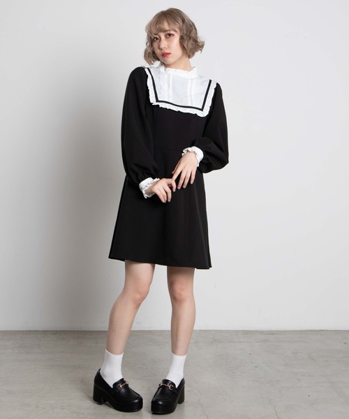 WEGO（ウィゴー）の「WEGO/カメオリボンシスターワンピース（ワンピース・レディース・ブラック/グレー系その他2・FREE）」の10枚目の写真