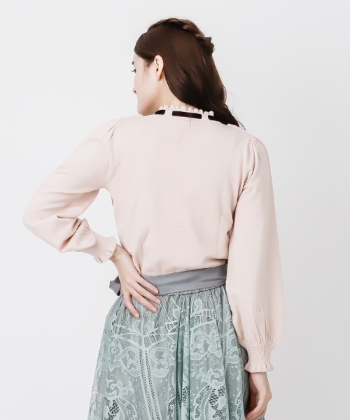 axes femme（アクシーズファム）の「肩フリルボリューム袖ニット（ニット/セーター・レディース・ピンク/ダークブラウン/キナリ・MEDIUM）」の14枚目の写真