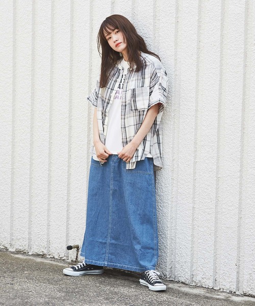 CUBE SUGAR（キューブシュガー）の「先染めチェック ５分袖 ドルマンシャツ（シャツ/ブラウス・レディース・ベージュ系その他/ホワイト系その他/グリーン系その他/マルチ・M）」の5枚目の写真