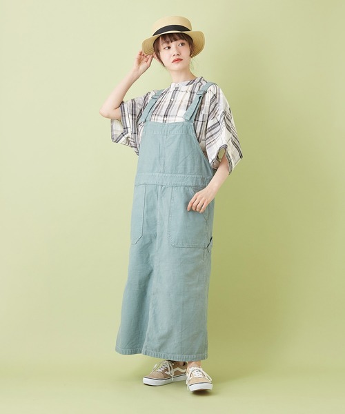 CUBE SUGAR（キューブシュガー）の「先染めチェック ５分袖 ドルマンシャツ（シャツ/ブラウス・レディース・ベージュ系その他/ホワイト系その他/グリーン系その他/マルチ・M）」の18枚目の写真