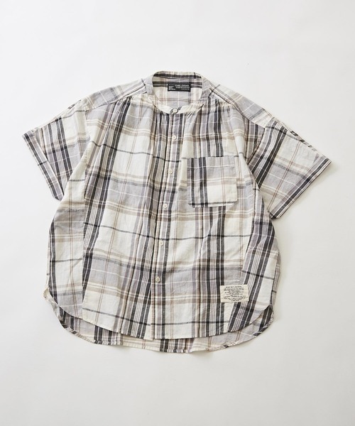 CUBE SUGAR（キューブシュガー）の「先染めチェック ５分袖 ドルマンシャツ（シャツ/ブラウス・レディース・ベージュ系その他/ホワイト系その他/グリーン系その他/マルチ・M）」の7枚目の写真