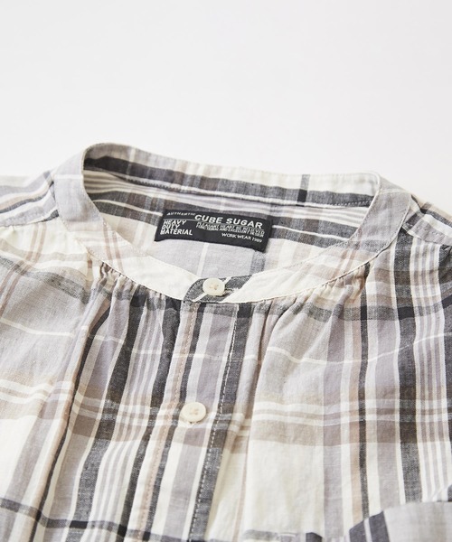 CUBE SUGAR（キューブシュガー）の「先染めチェック ５分袖 ドルマンシャツ（シャツ/ブラウス・レディース・ベージュ系その他/ホワイト系その他/グリーン系その他/マルチ・M）」の20枚目の写真