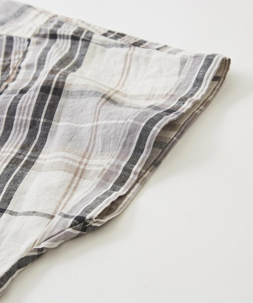 CUBE SUGAR（キューブシュガー）の「先染めチェック ５分袖 ドルマンシャツ（シャツ/ブラウス・レディース・ベージュ系その他/ホワイト系その他/グリーン系その他/マルチ・M）」の12枚目の写真