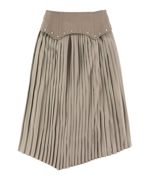 ALEXIA STAM(アリシアスタン)の「Wrap Pleated Skirt With Belt/ラッププリーツスカートウィズベルト(スカート・レディース・アイボリー/グレイッシュベージュ・FREE)」の6枚目の写真