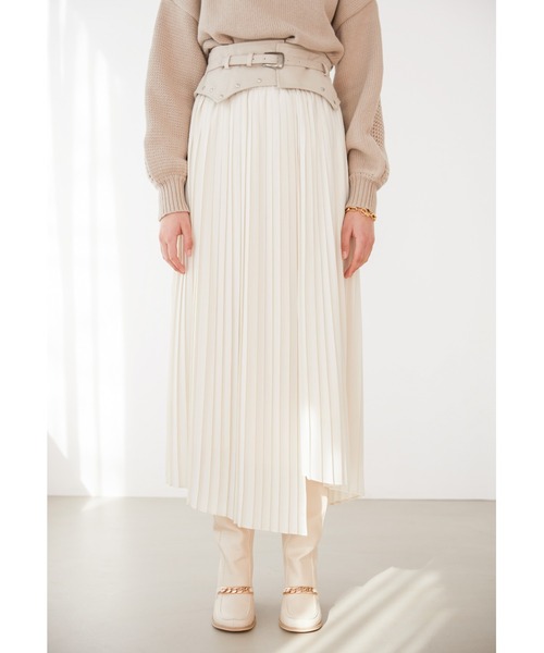 ALEXIA STAM(アリシアスタン)の「Wrap Pleated Skirt With Belt/ラッププリーツスカートウィズベルト(スカート・レディース・アイボリー/グレイッシュベージュ・FREE)」の15枚目の写真