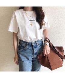 大人カジュアル conscientiousシルケットロゴTシャツ 綿100%
