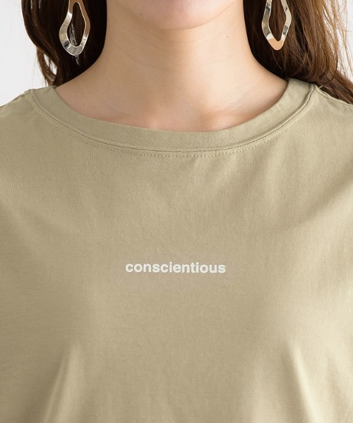 Pierrot(ピエロ)の「大人カジュアル conscientiousシルケットロゴTシャツ 綿100%(Tシャツ/カットソー・レディース・ホワイト×ブラック/ホワイト×ブラウン/ベージュ系その他・M/L)」の6枚目の写真