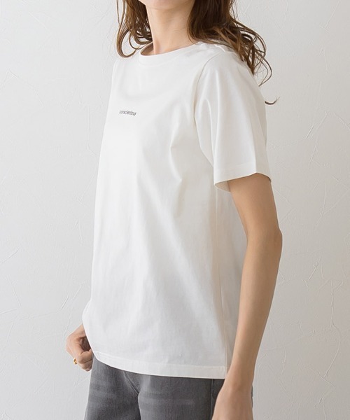 Pierrot(ピエロ)の「大人カジュアル conscientiousシルケットロゴTシャツ 綿100%(Tシャツ/カットソー・レディース・ホワイト×ブラック/ホワイト×ブラウン/ベージュ系その他・M/L)」の11枚目の写真