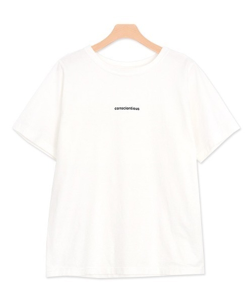 Pierrot(ピエロ)の「大人カジュアル conscientiousシルケットロゴTシャツ 綿100%(Tシャツ/カットソー・レディース・ホワイト×ブラック/ホワイト×ブラウン/ベージュ系その他・M/L)」の22枚目の写真