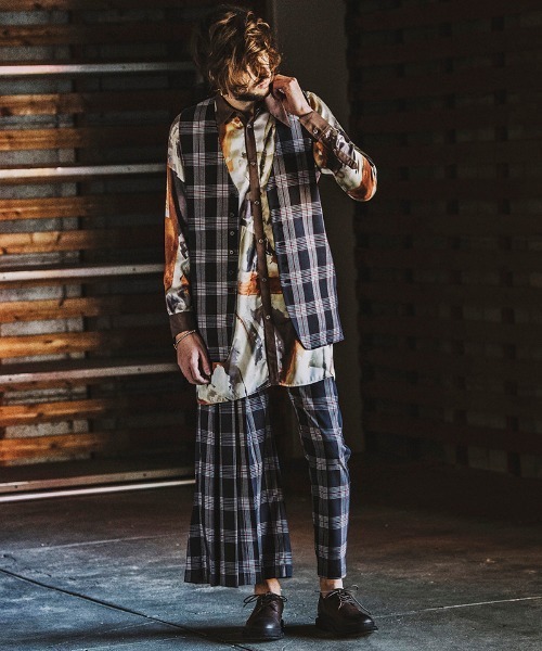 NO ID.（ノーアイディ）の「mp8873- ｱｼﾝﾒﾄﾘｰﾀｯｸPT パンツ（その他パンツ・メンズ・グレー/チェック/ブラック・3/1/2）」の6枚目の写真