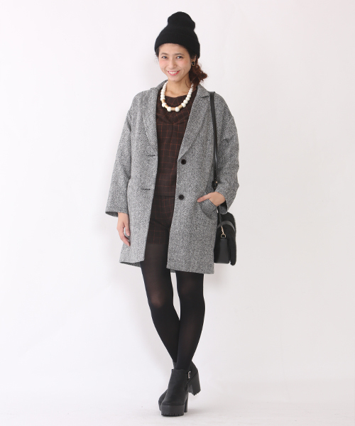 mystic（ミスティック）の「ツイードチェスターコート（チェスターコート・レディース・グレー/チャコールグレー/ブラウン・FREE）」の5枚目の写真