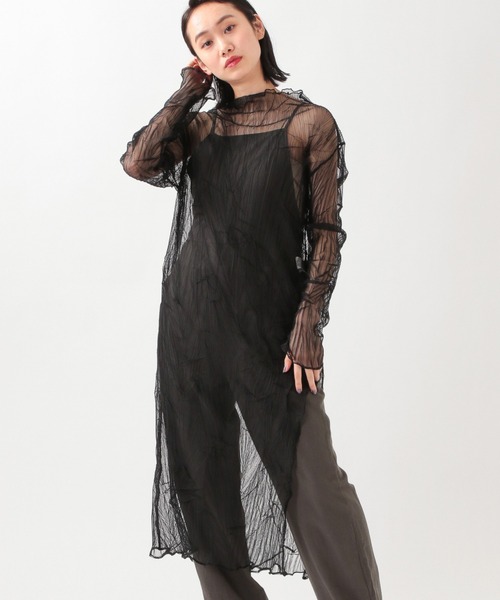 ALAND（エーランド）の「3.3Field Trip／シアーMOCK NECKワンピース 2944754（ワンピース・レディース・ブラック/ナチュラル・FREE）」の2枚目の写真