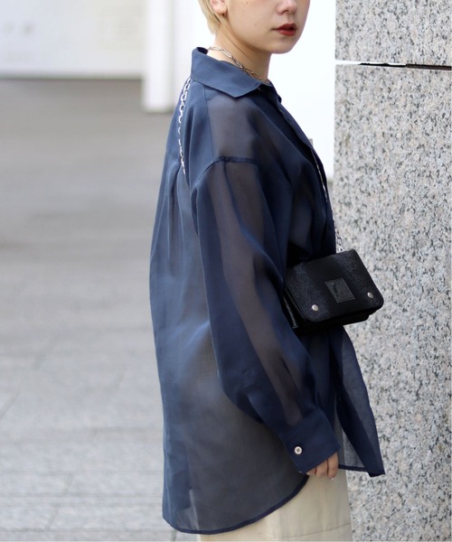 JOINT WORKS（ジョイントワークス）の「J-ソフトオーガンジーシャツ（シャツ/ブラウス・レディース・アイボリー/カーキ/ネイビー/ピンク・FREE）」の3枚目の写真