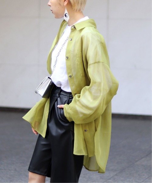 JOINT WORKS（ジョイントワークス）の「J-ソフトオーガンジーシャツ（シャツ/ブラウス・レディース・アイボリー/カーキ/ネイビー/ピンク・FREE）」の2枚目の写真